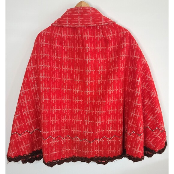 70s Vintage Felt Embroidered Poncho - Picture 2 of 9